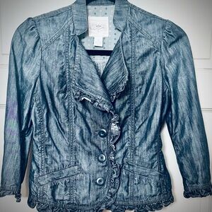 Anthropologie “Cidra” Denim Ruffle Jacket